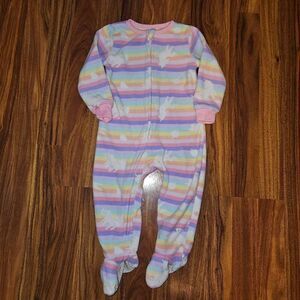 5 For $25 Kids Headquarters Rainbow Striped Unicorns Fleece Footies Size 18M